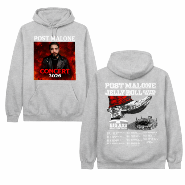 Post Malone, Jelly Roll & Carter Faith Big Ass Stadium Tour 2026 Hoodie