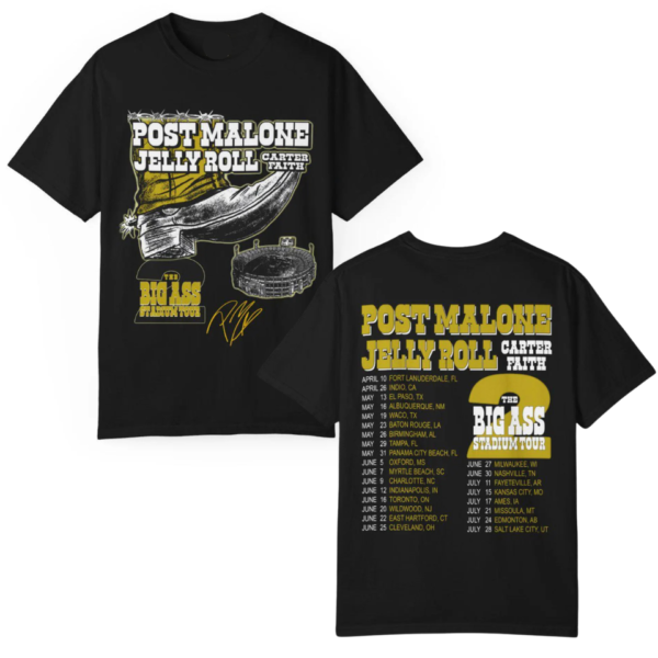 Post Malone, Jelly Roll & Carter Faith Big Ass Stadium Tour 2026 Shirt