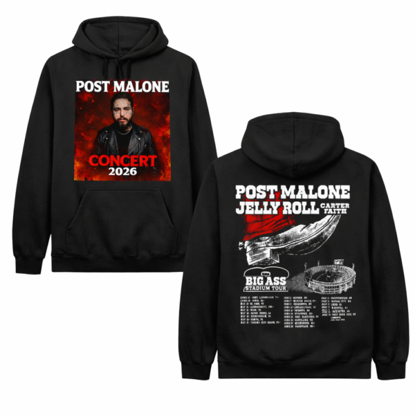 Post Malone, Jelly Roll & Carter Faith Big Ass Stadium Tour 2026 Hoodie